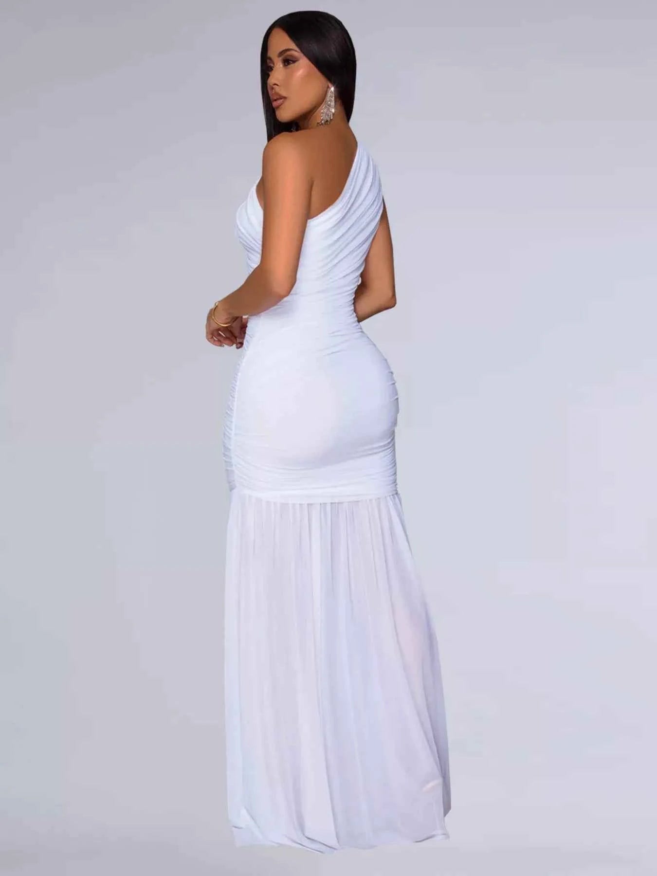 One-Shoulder Ruched Bodycon Maxi Dress-Maxi Dress.-Splashis-Splashis
