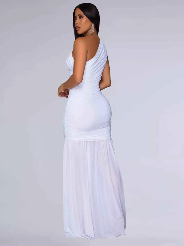 One-Shoulder Ruched Bodycon Maxi Dress-Maxi Dress.-Splashis-Splashis