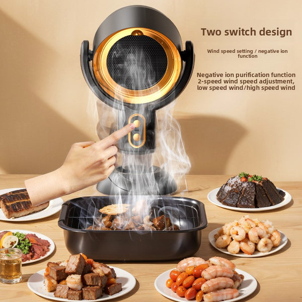 Desktop smoke extractor with air purification shown on white background