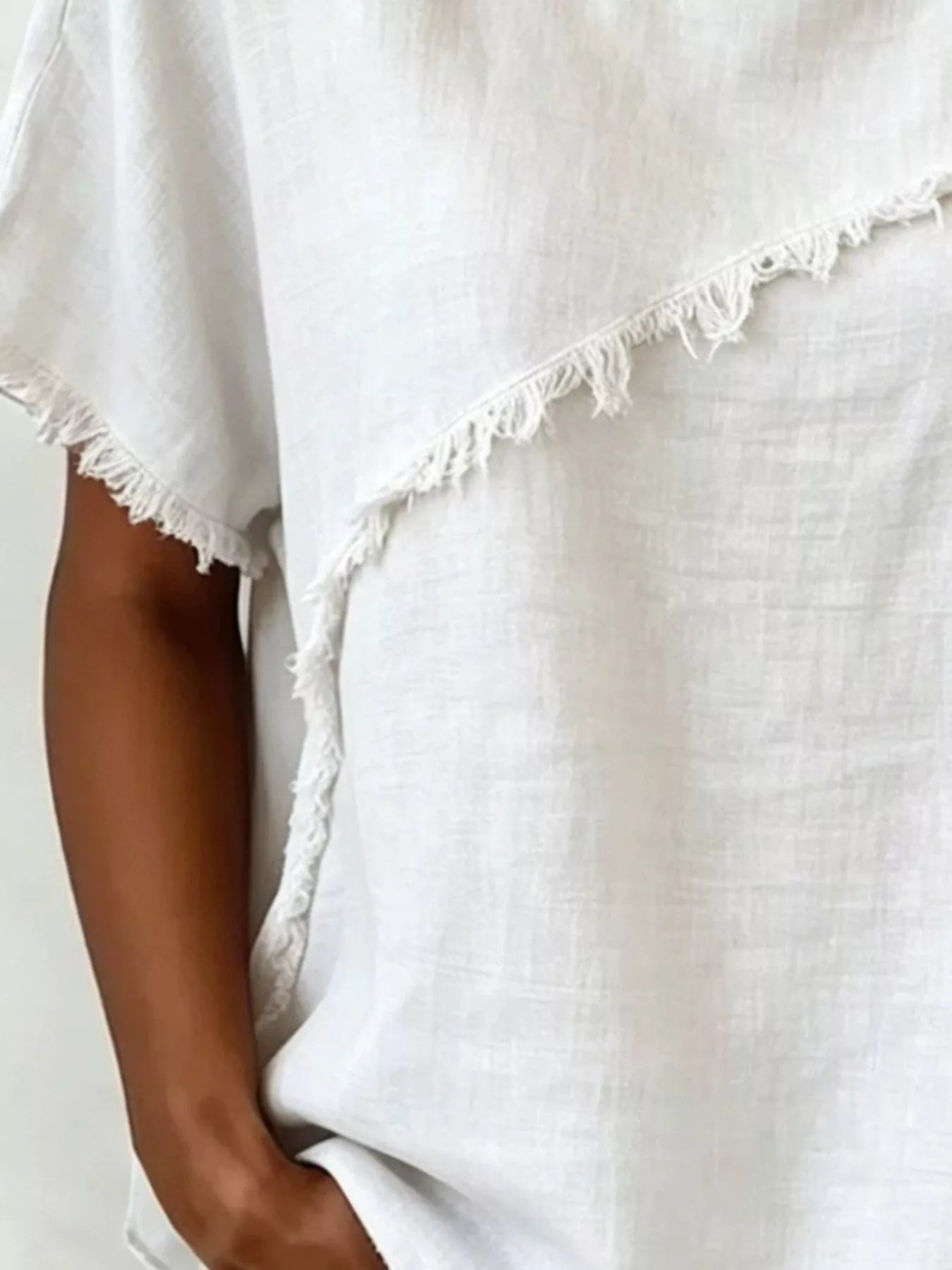 Full Size Frayed Hem Short Sleeve Top Plus Size view 15