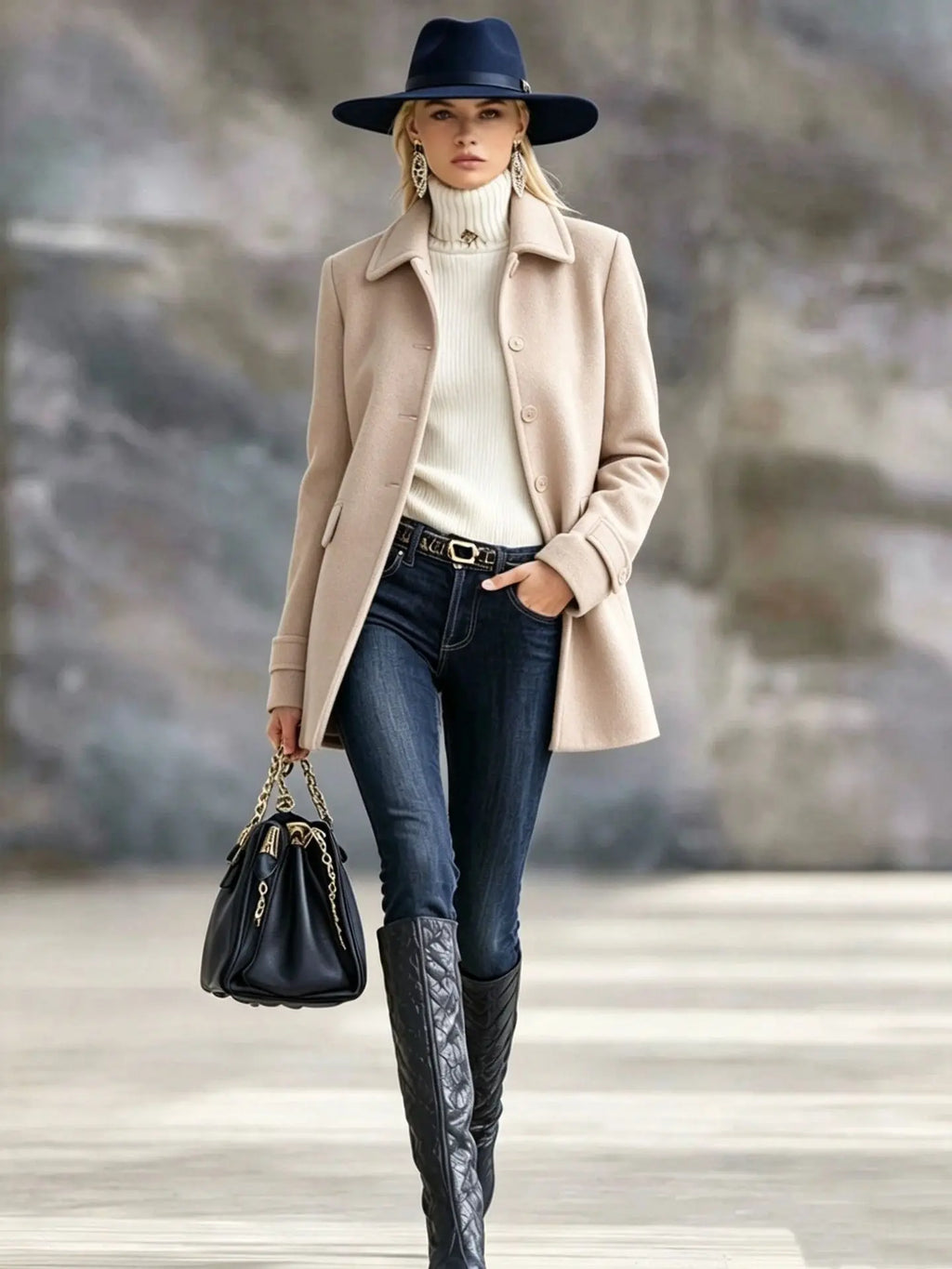 Patterned button-front short coat for women, image 7