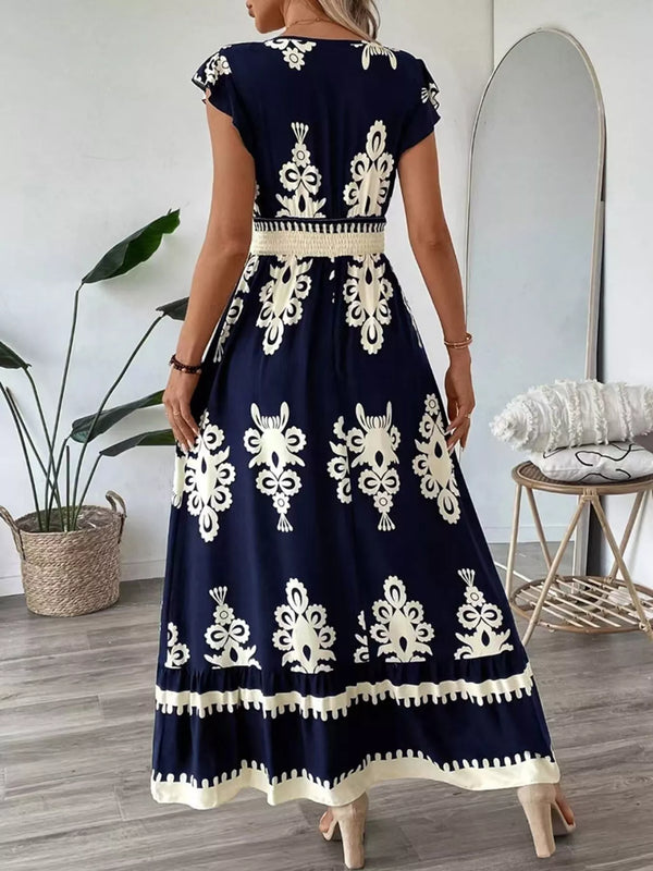 Ruffled Printed V-Neck Maxi Dress view 6