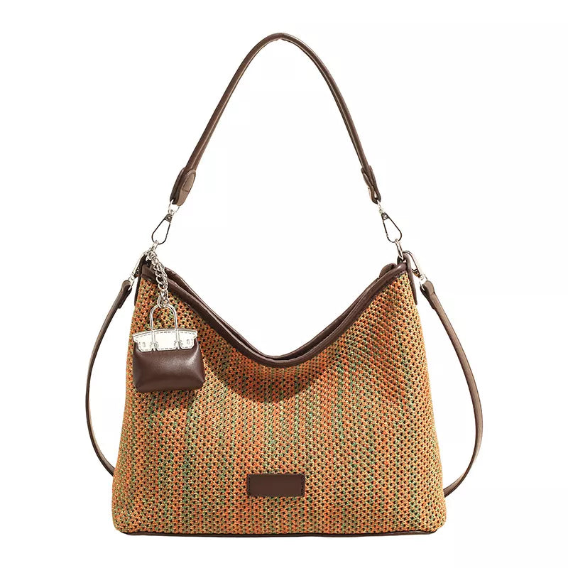 Product detail photo of Woven Straw Crossbody Bag, Handbag, yellow, woven straw crossbody bag, everyday style