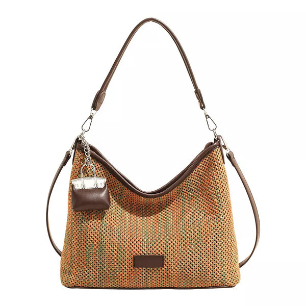 Product detail photo of Woven Straw Crossbody Bag, Handbag, yellow, woven straw crossbody bag, everyday style
