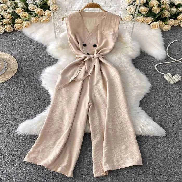 Sleeveless wide leg jumpsuit — primary view