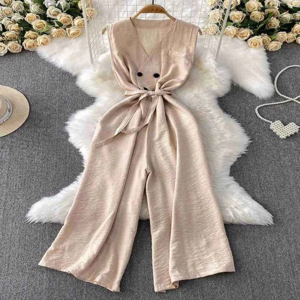 Sleeveless wide leg jumpsuit — primary view