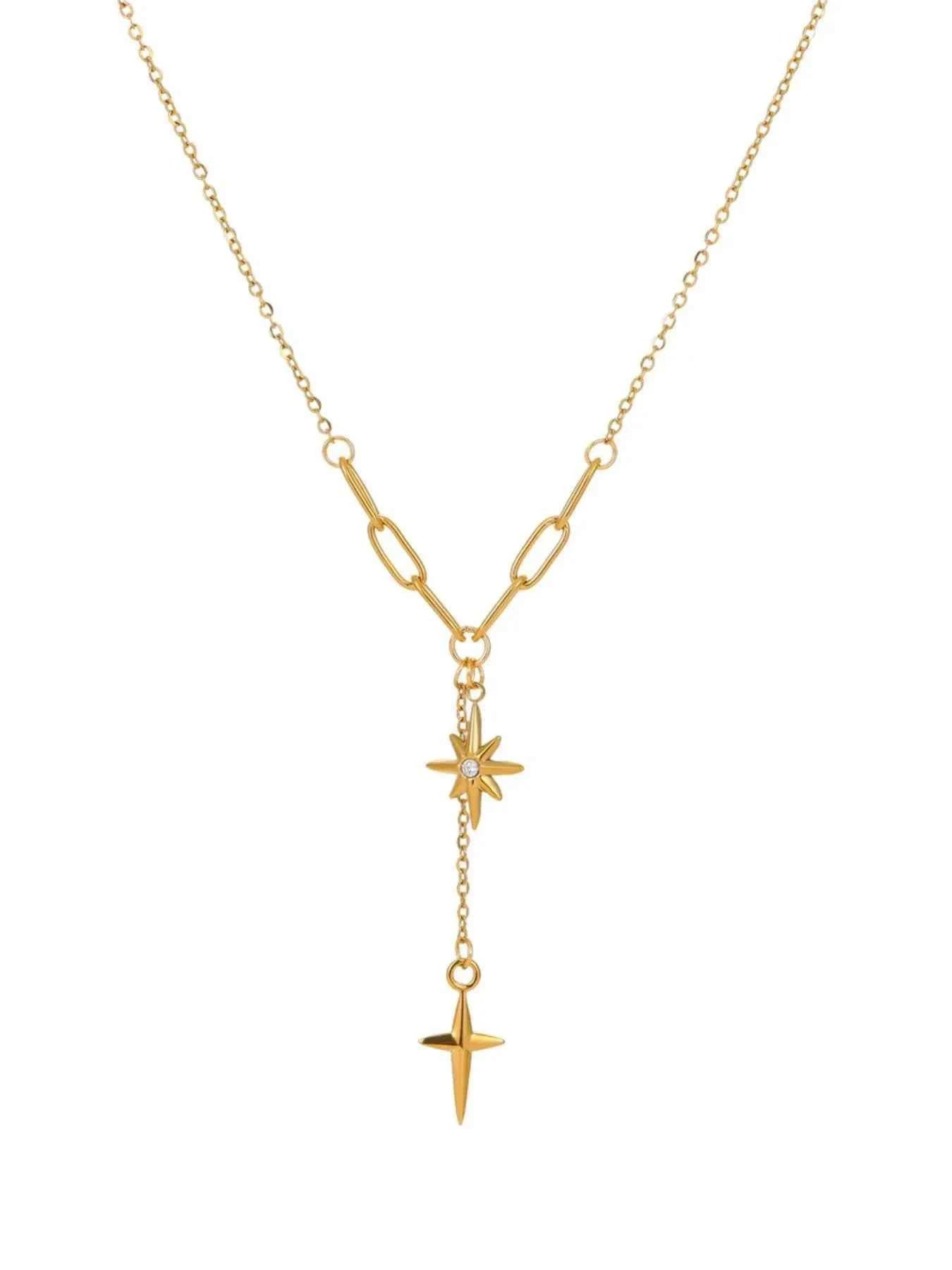 Star and cross pendant necklace in 18K gold-plated finish — additional view 3