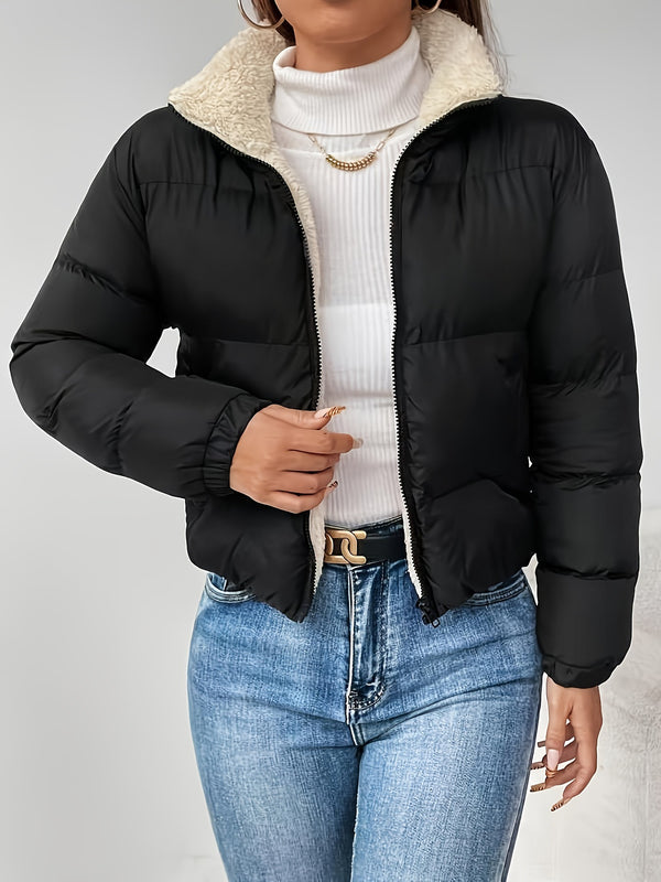 Women's Casual Solid-Color Zip Jacket, close-up product view