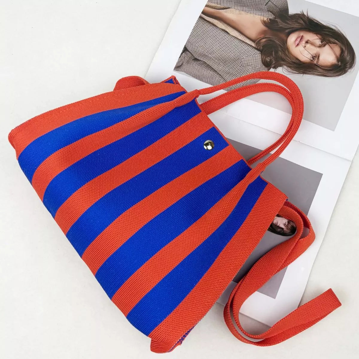 Striped crossbody bag with adjustable strap — additional view 5