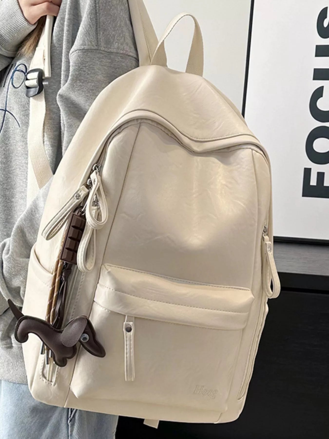 Medium PU Leather Texture Backpack — product image 9