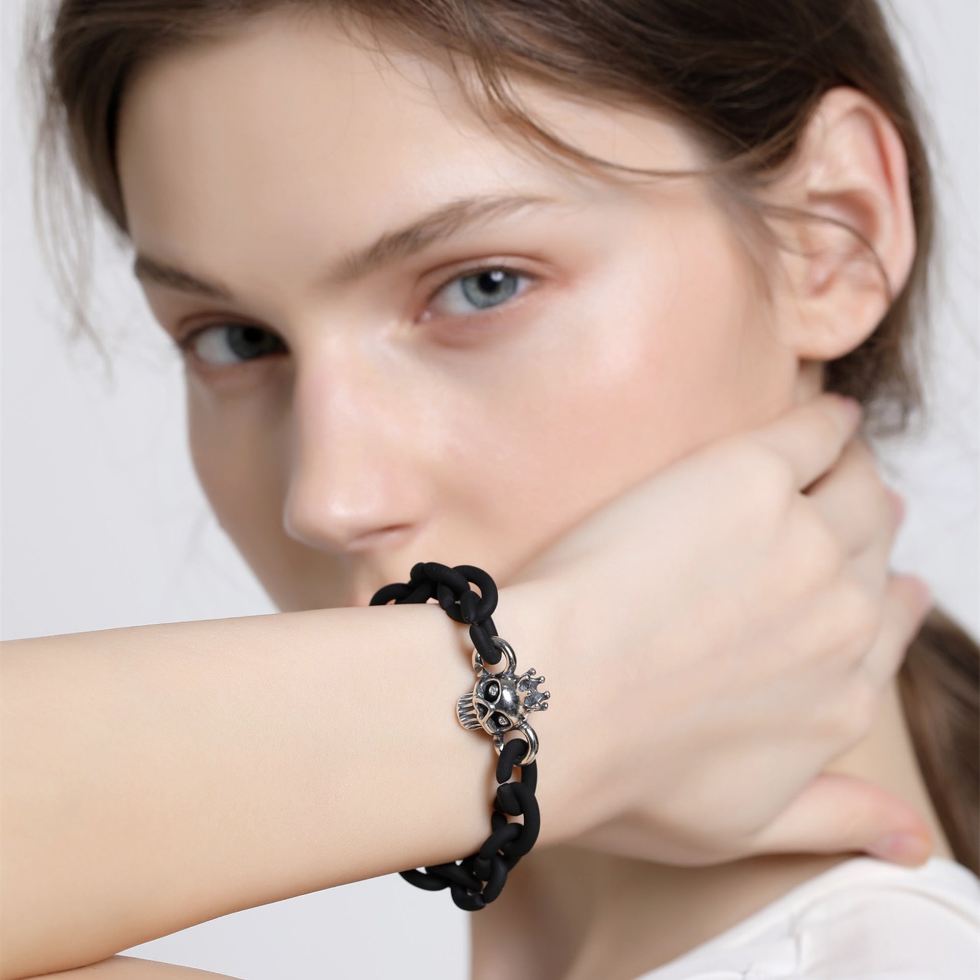 Product detail photo of Beaded X Bracelet Love 925 Sterling Silver Accessories Rubber Girls Diy Finished Bracelet, Bracelets