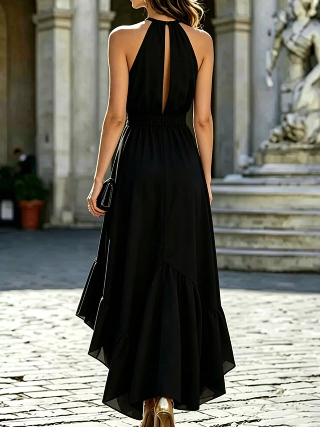 Ruffled High-Low Sleeveless Maxi Dress view 3