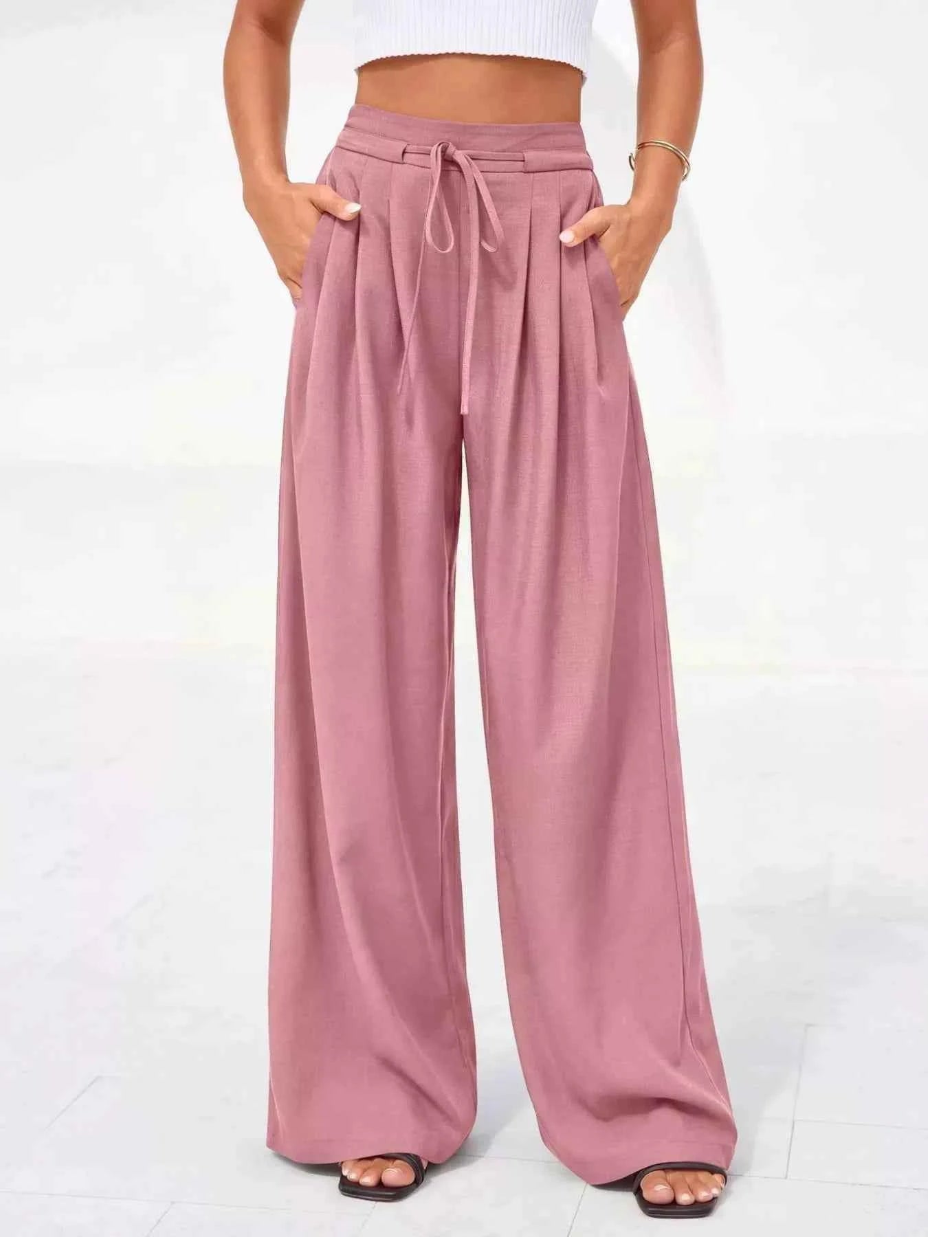Plus size high-waisted wide-leg pants — additional view 4