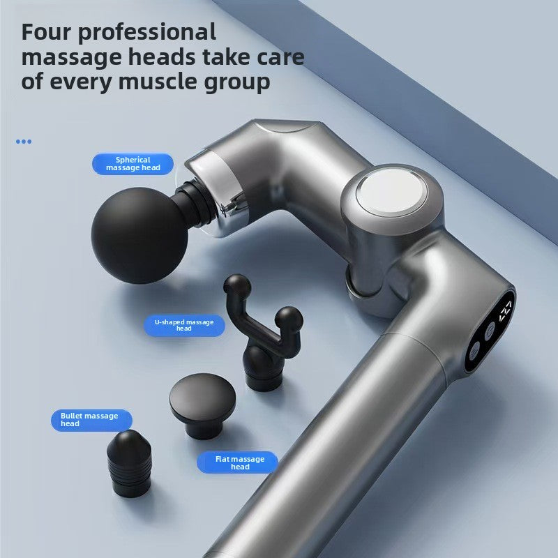 Massage gun shown in retracted folded position