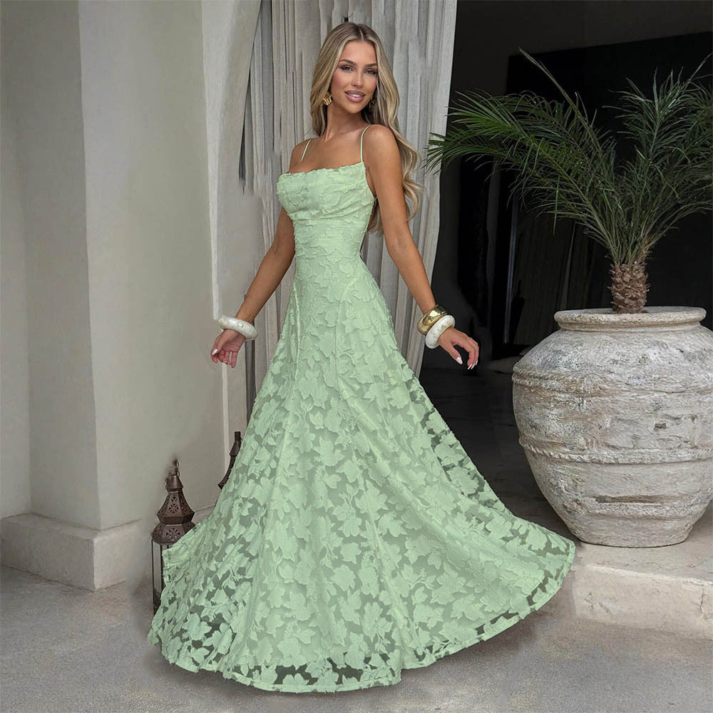 Lace Backless Evening Dress
