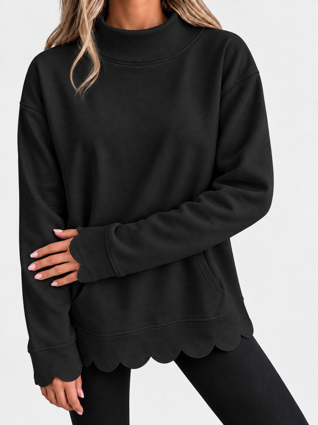 Mock neck pullover sweatshirt, image 8