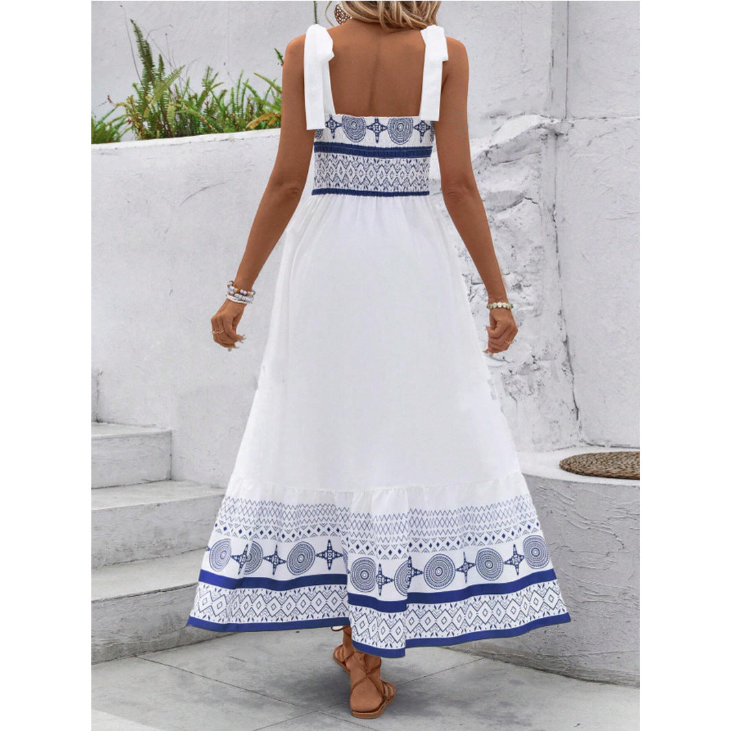 Women's Geometric Print Strappy Midi Dress, side product view