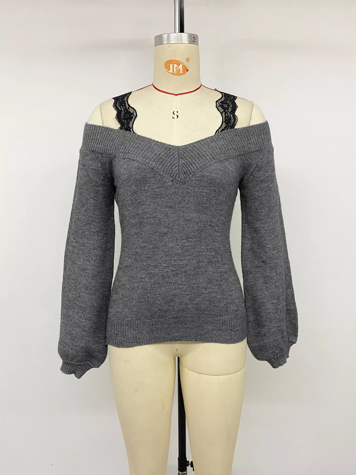 Off-Shoulder Lace Trim Sweater, product view 7