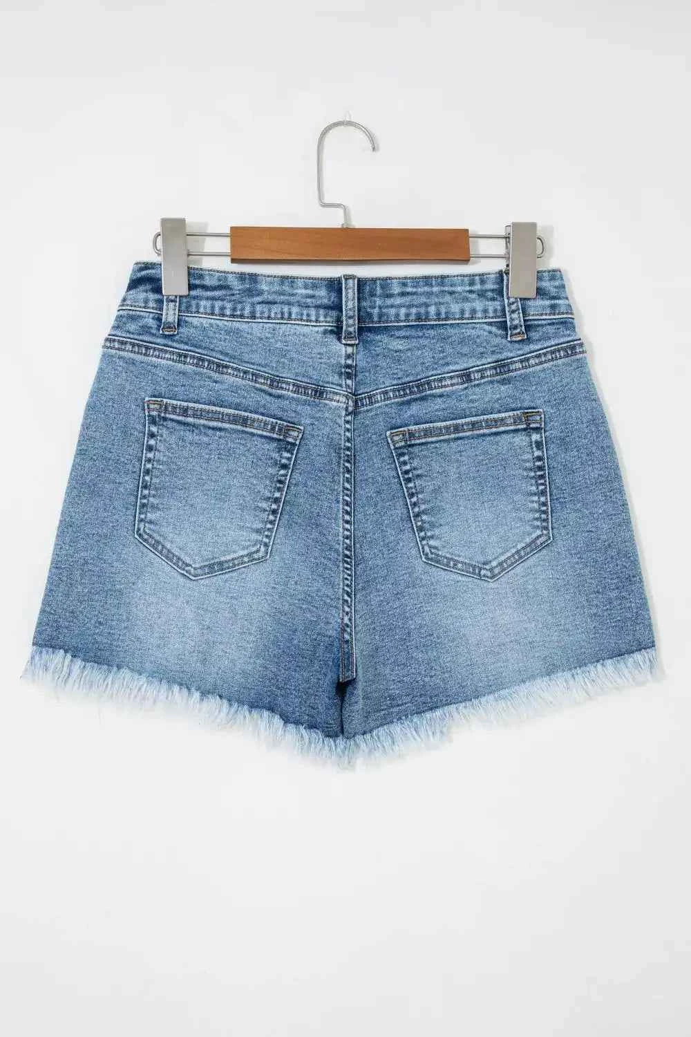 Western embroidered studded denim shorts — additional view 4