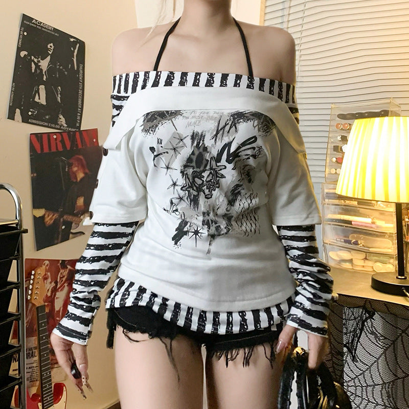 Y2K Striped Off-Shoulder Top product image