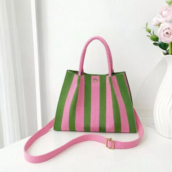 Striped crossbody bag with adjustable strap — primary view