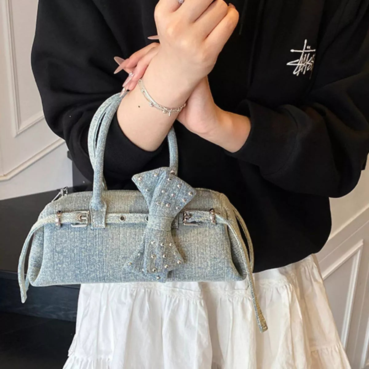 Denim Bow Crossbody Bag, product view 9
