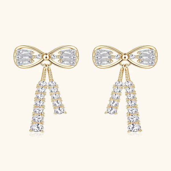 Cubic zirconia bow stud earrings 1.12 carat in silver-plated alloy — primary view