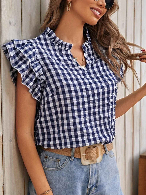 Gingham ruffle blouse — additional view 5