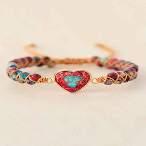 Red handmade heart stone bracelet