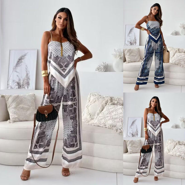 Women’s Printed Spaghetti-Strap Pants Set, shown in a clear product image