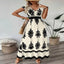 Model wearing the Ruffled Printed V-Neck Maxi Dress