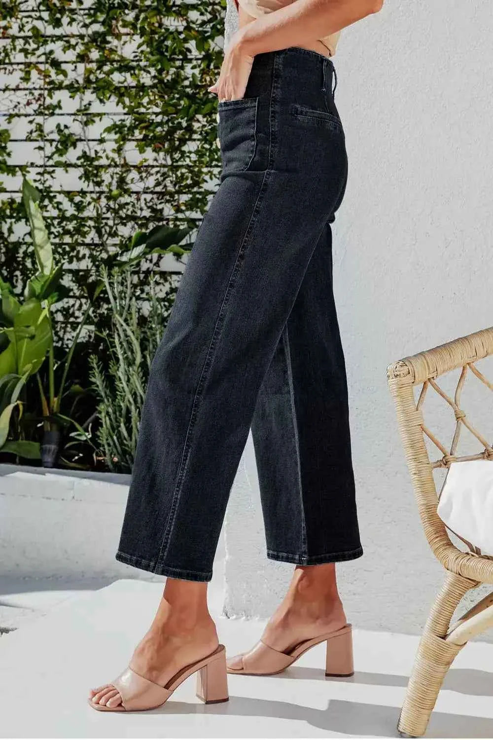 Wide-leg high-waisted jeans — additional view 7