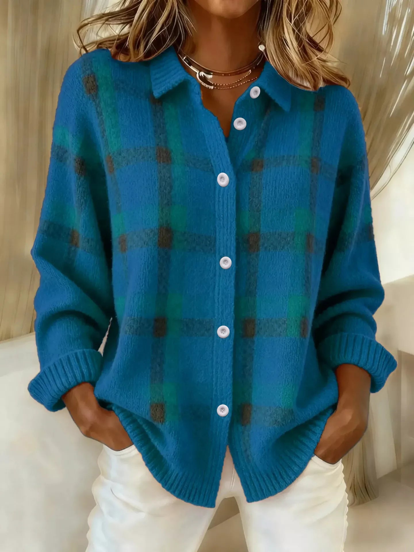 Plaid button-up cardigan — additional view 5