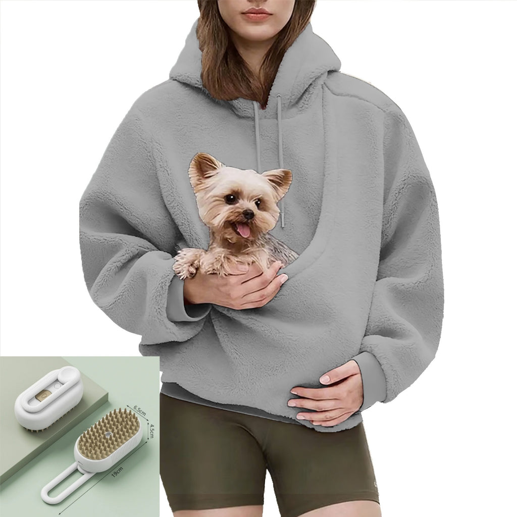 Unisex Hoodie with Large Front Pouch Pocket-Splashis, Light Gray, view 2