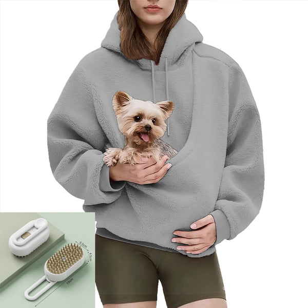 Unisex Hoodie with Large Front Pouch Pocket-Splashis, Light Gray, view 2