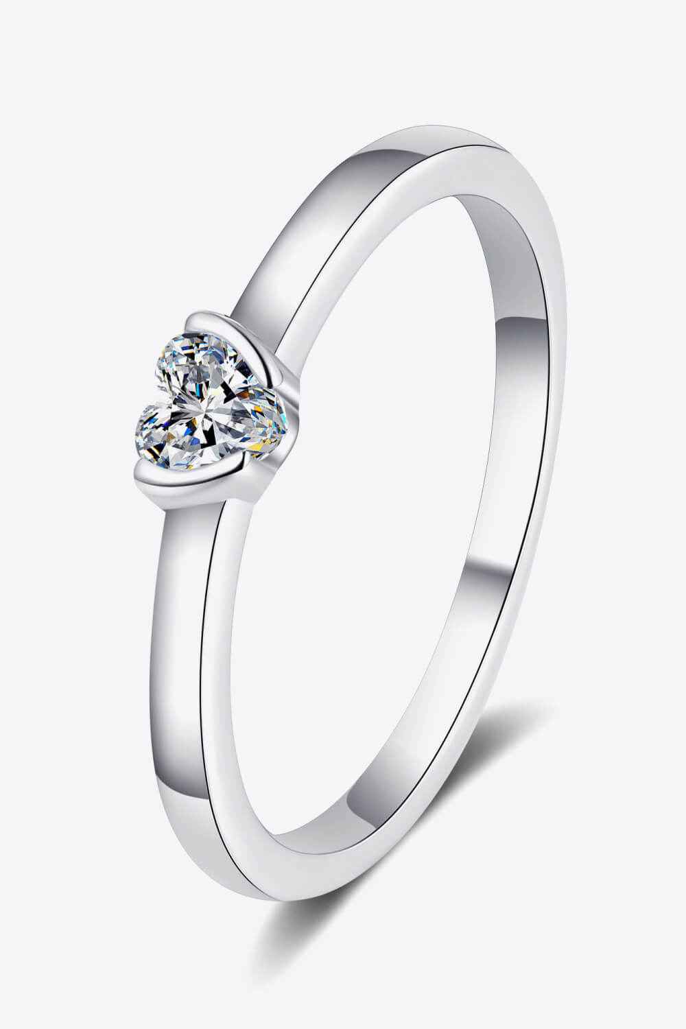 Heart-shaped cubic zirconia solitaire ring — additional view 2