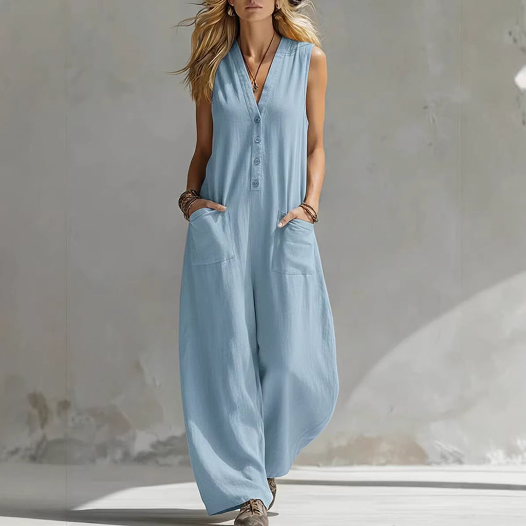 Linen-cotton sleeveless jumpsuit product image