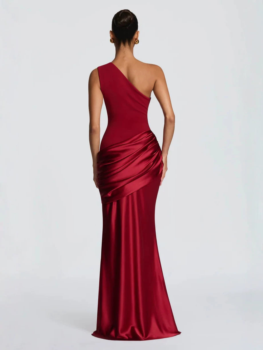One-shoulder satin mermaid dress — additional view 4