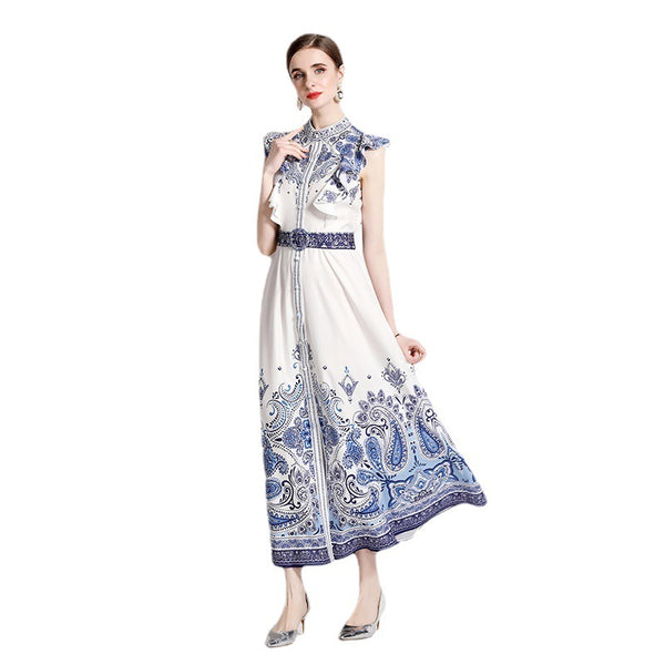 Women's Printed Belted Maxi Dress, product view 7