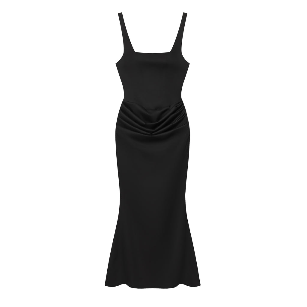 Wrap-Style High-Waist Evening Dress