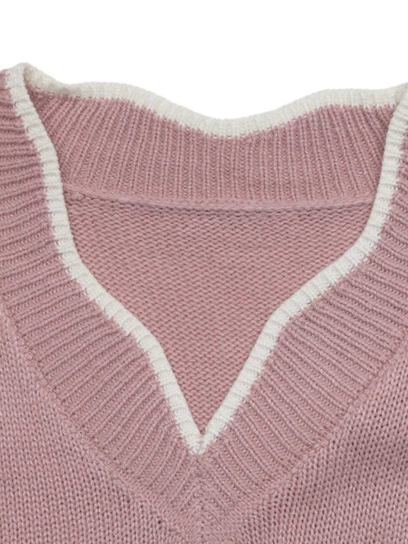 V-neck openwork long sleeve sweater — additional view 7