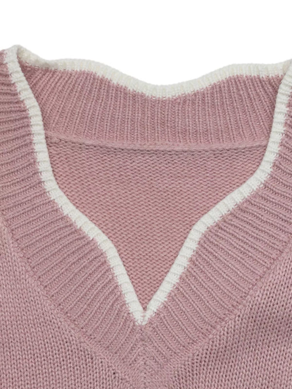 V-neck openwork long sleeve sweater — additional view 7