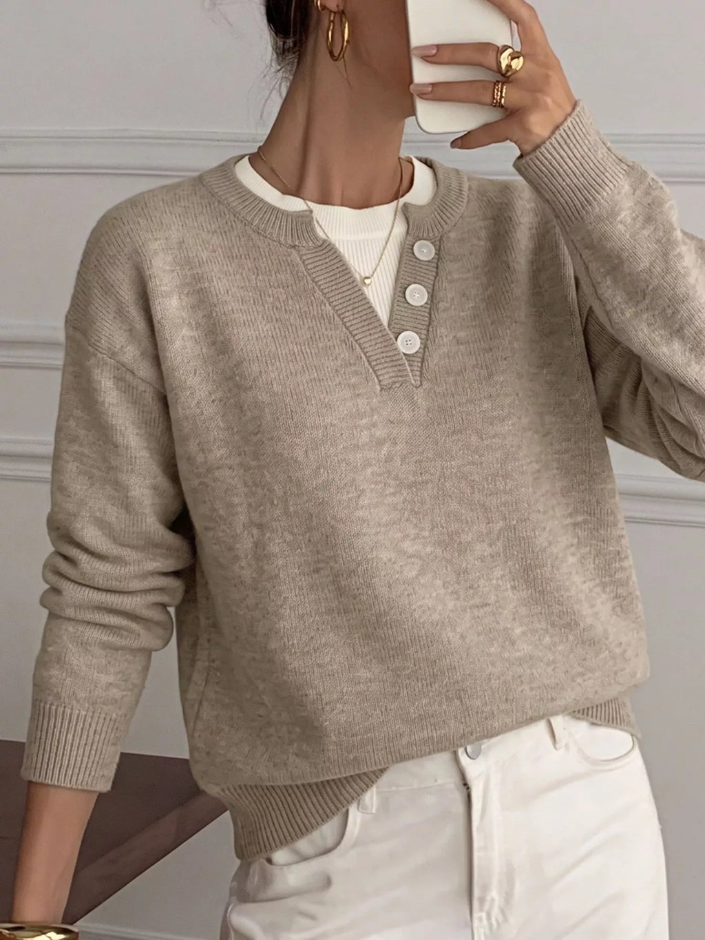 Dropped Shoulder Long Sleeve Sweater view 3