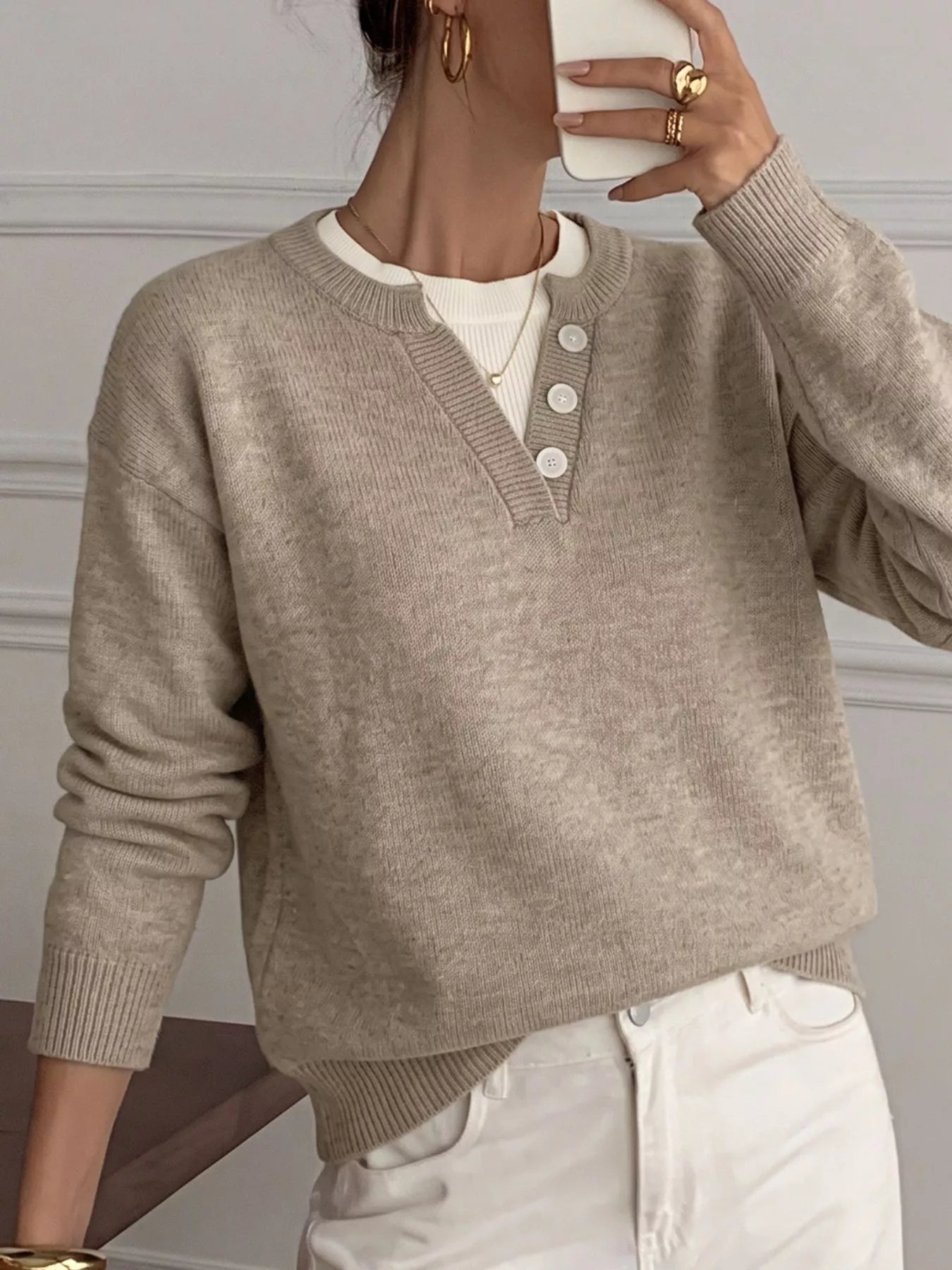 Dropped Shoulder Long Sleeve Sweater view 3