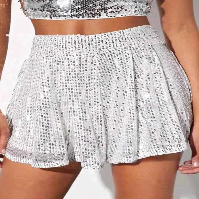 Sequin high-waist shorts — primary view