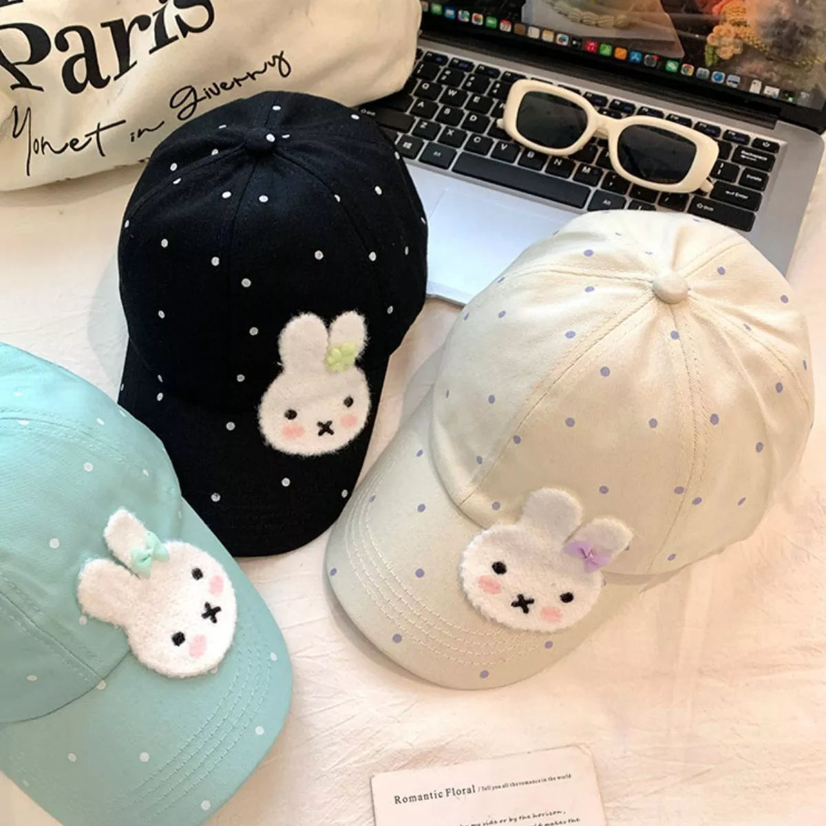 Bunny Polka Dot Baseball Cap Immagine secondaria del prodotto