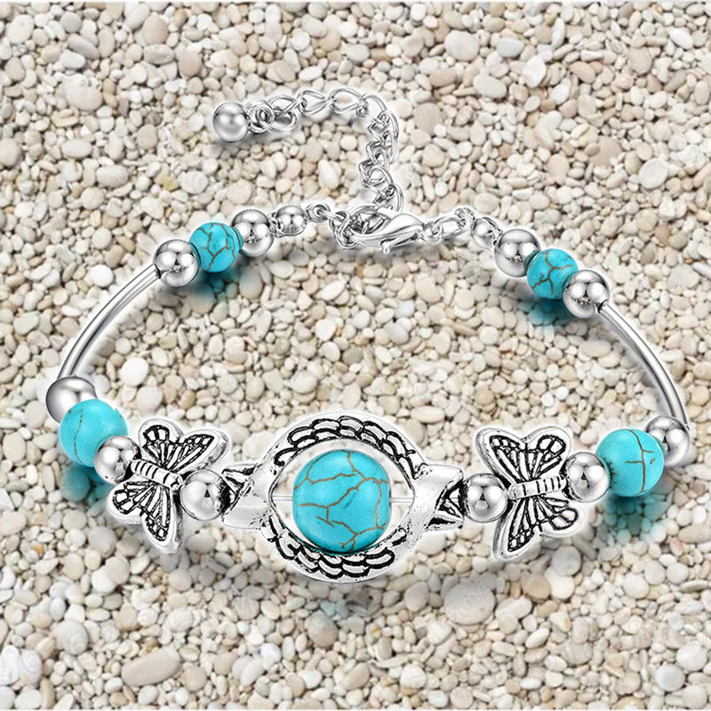 Turquoise Butterfly Alloy Bracelet, front product view