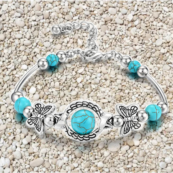Turquoise Butterfly Alloy Bracelet, front product view