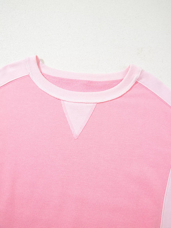 2-tone Color Block Patchwork Drop Shoulder Sweatshirt view 5