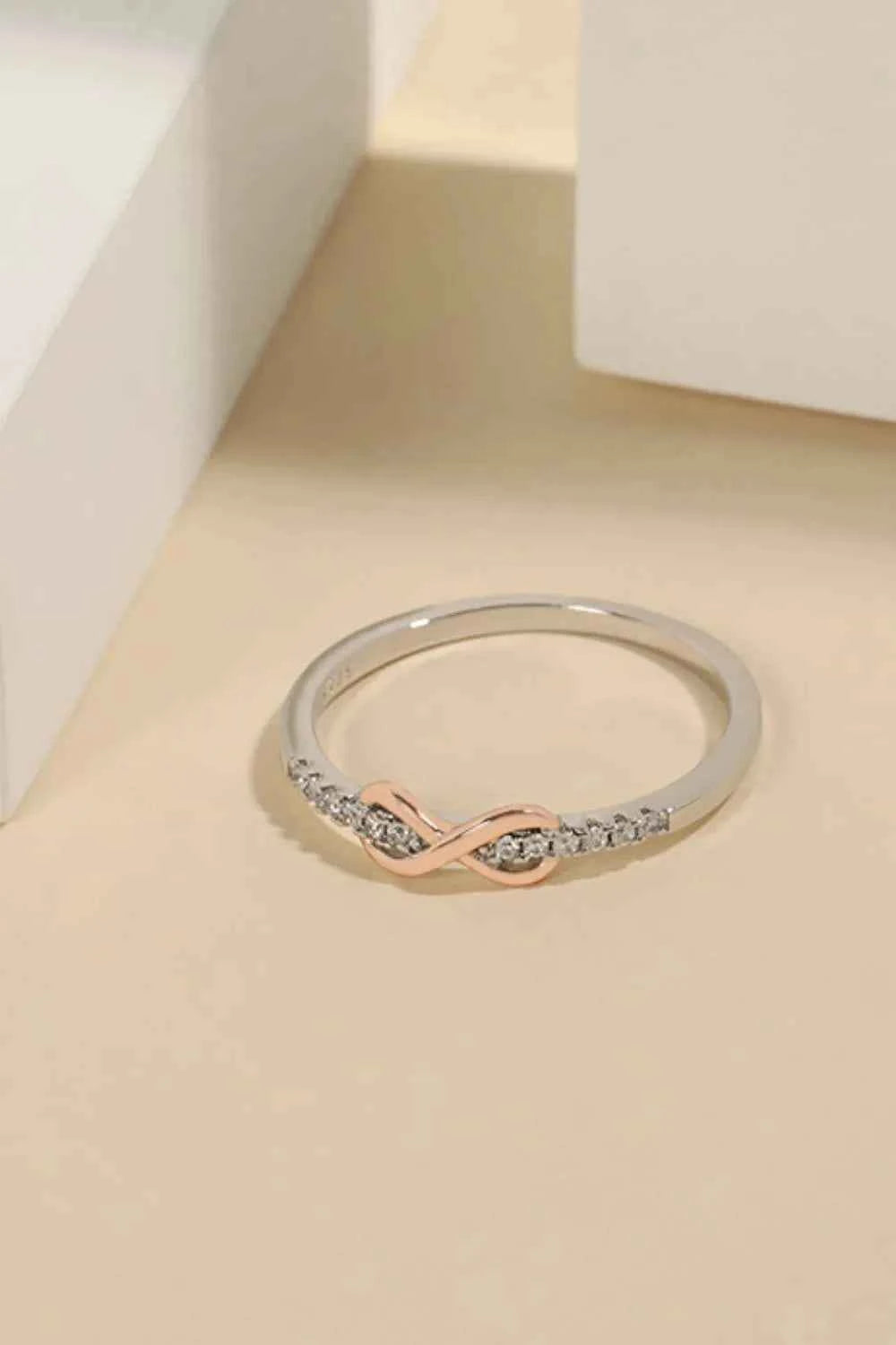 Zircon infinity ring in silver-plated alloy — additional view 2